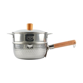 Japanese Stainless Steel Snow Flat Pot 20 cm (with lid + steaming grid)