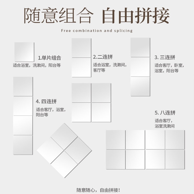 Round‑Corner Acrylic Mirror 30cm×30cm (Spliceable With Multiple Pieces) 1 piece Wall‑Mounted Full‑Length Dressing Mirror Shatter‑Proof Soft Mirror Vanity Mirror For Bathroom Dorm Household Use 5