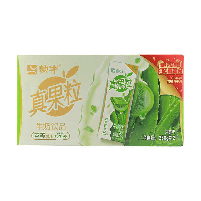 과일 조각 알로에 베라 맛 우유 음료 8.82oz*12팩【알로에 베라 함량 증가】【씹히는 과일 조각】