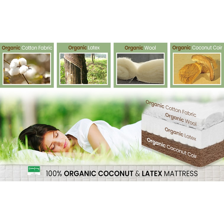 韓國 Palmpring Organic Mattress Kochi 孩子 床墊 - 有機乳膠椰子椰殼 5 英寸 MediumFirm 2Layer 舒適睡眠床塵 4