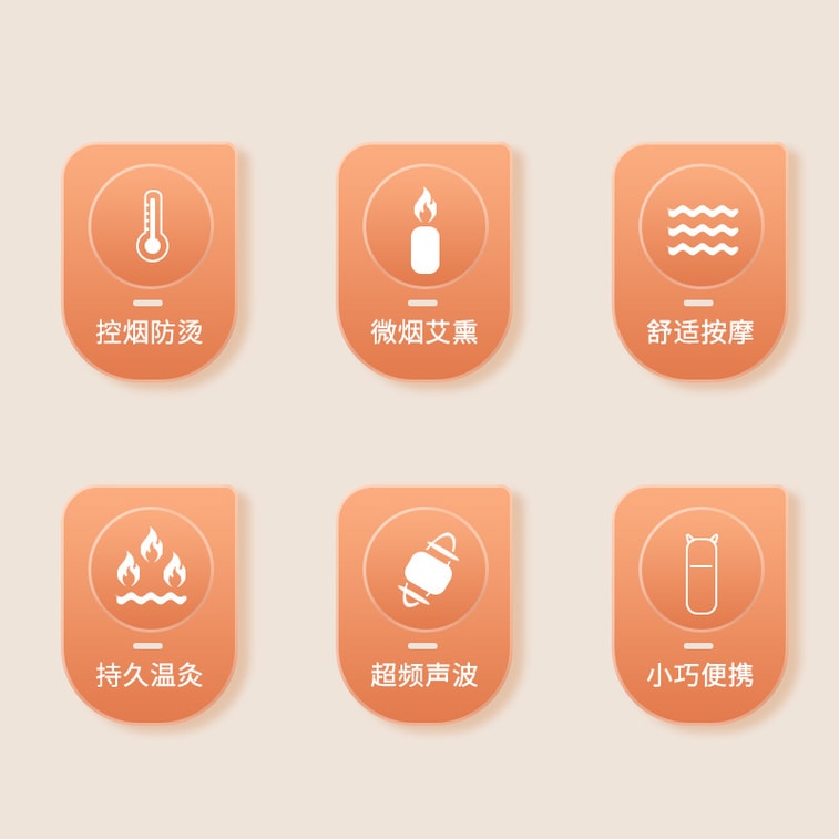 【中国直送】Jingya 家庭用灸器（猫耳式） - 灸＋かっさ＋音波振動。灸棒12本、エッセンシャルオイル、ツボチャート付き。アプリコットセット。 4
