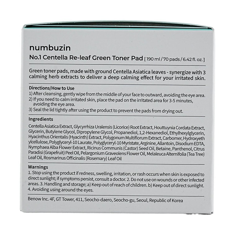 No.1 Centella Re-Leaf Green Toner Pad 70 Pads, 6.42 fl oz 5