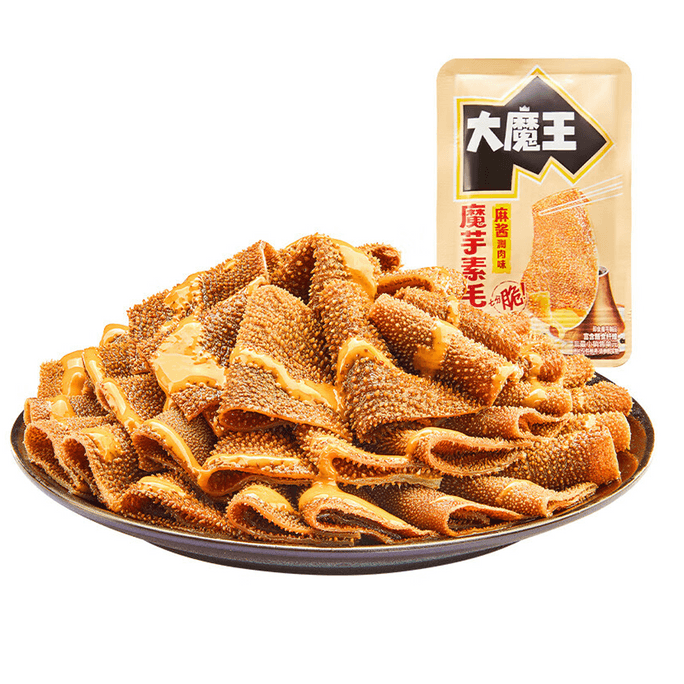 YanJinPuzi Devil's Choice Sesame Sauce Mild Spicy 180g - Plant-Based Tripe & Konjac Strips Chewy Vegan Snacks with Sich