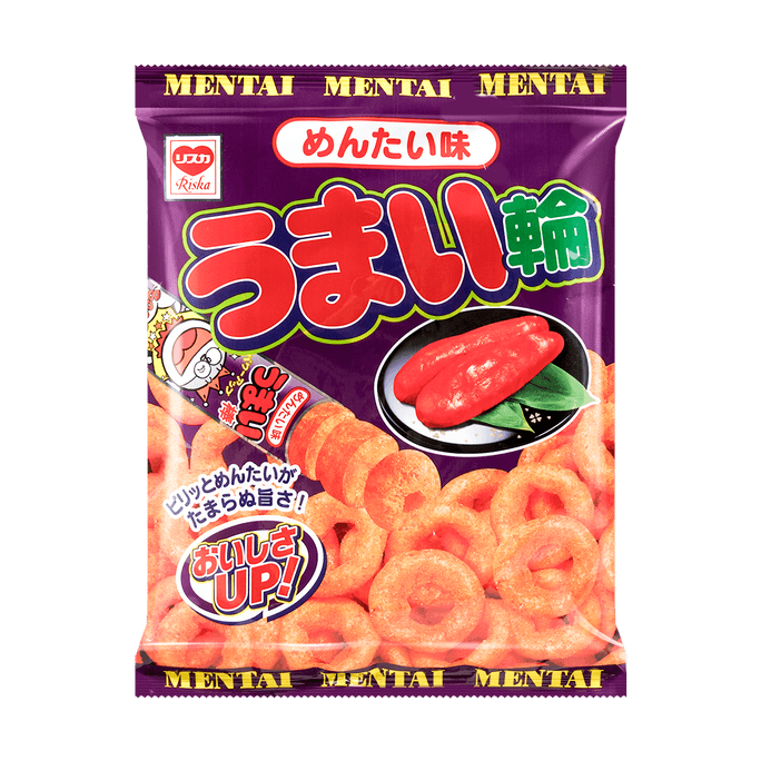 Mentaiko Umaiwa - Salty Seafood Flavor Crunchy Ring Snacks, 2.64oz