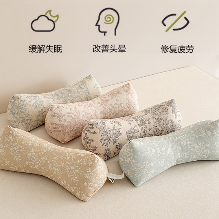 【中国直邮】 HSPM 牵引三角荞麦枕护颈椎助睡眠可拆洗养生枕 半夏米白 三角款 1件 8