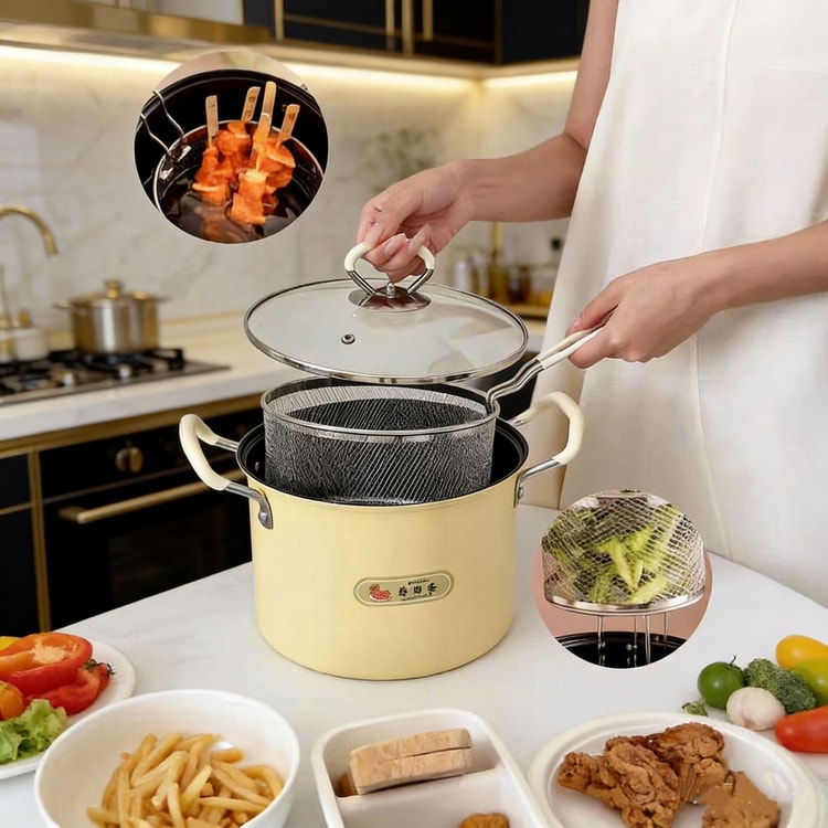 5.2L Deep Fryer Pot With Basket, Multi-Purpose Cooking Pot For All