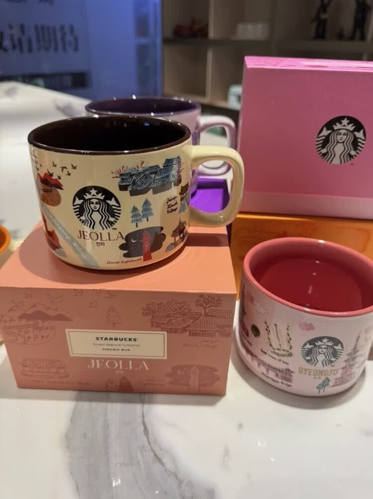 美国 STARBUCKS 星巴克 城市限定马克杯355ml【橙色精装礼盒】米白马克杯橙内釉 人鱼 logo 正版陶瓷杯 地标卡通印花高颜值水杯  厚实耐高温瓷质 家用办公咖啡牛奶杯【韩国旅行纪念文创】学生上班族桌面百搭送礼杯子