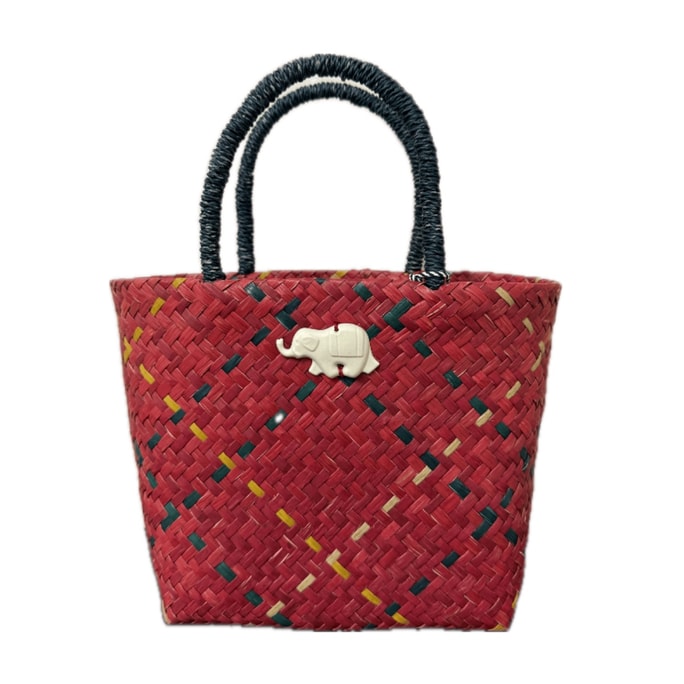 Thai Rattan Woven Tote-Red