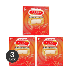 Megrhythm Renewing Steam Warming Eye Mask, 12 Counts*3 #Unscented - Eye Fatigue Relief【Value Pack】