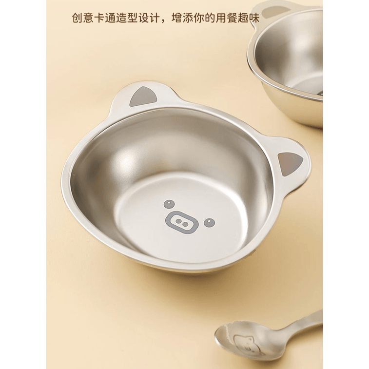 304 Stainless Steel Bowl Food Grade Children's Fork + Spoon + Bowl *1 Set 3