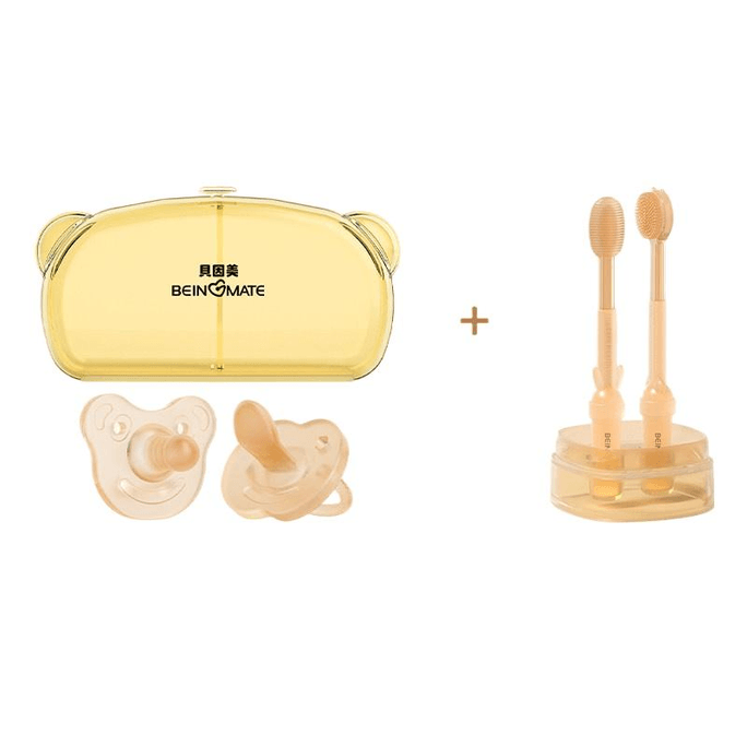 Anti‑Colic Baby Pacifier Set, Day & Night Pacifiers, Storage Case & Silicone Toothbrush Kit, 5‑Piece Set