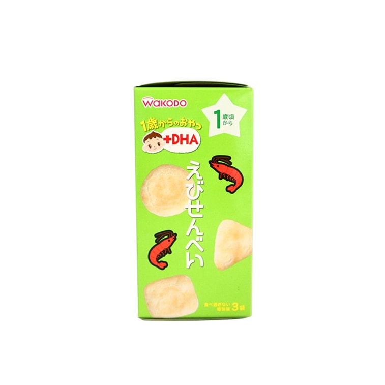 【日本直送、正規品保証】和光堂（日本ブランド）赤ちゃん用歯固めビスケット、握りやすく消化しやすい、12ヶ月以上、DHAエビ入りライスクラッカー、3袋/6箱 3