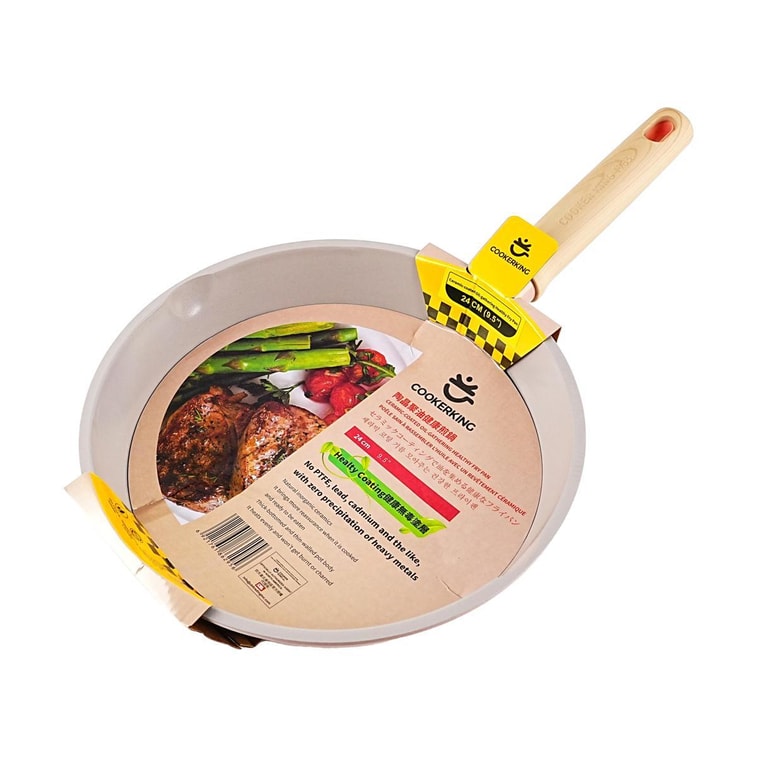 Poêle à frire en céramique cristal, poêle/wok antiadhésif à concentration d'huile, couvercle non inclus, 9,4 pouces, convient pour induction et 3