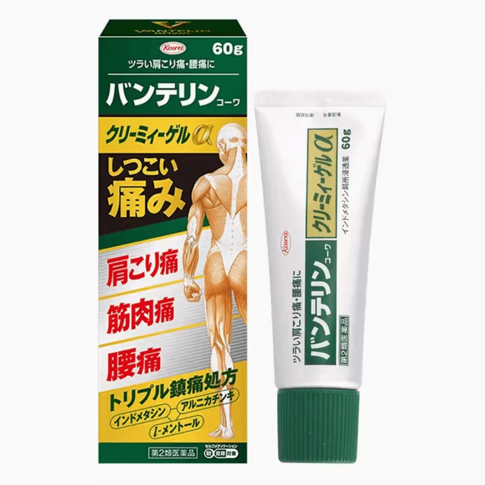 Kowa Alpha Analgesic Gel Cream Relieves Shoulder Neck And Low Back Pain Joint And Muscle Soreness Ointment 60g