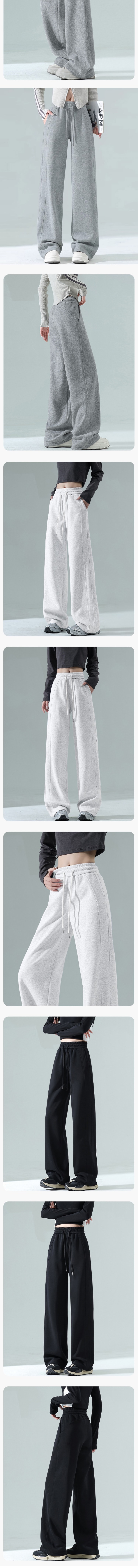 【中国直邮】 HSPM 加绒宽松阔腿运动休闲百搭休闲裤 灰色北极绒 M