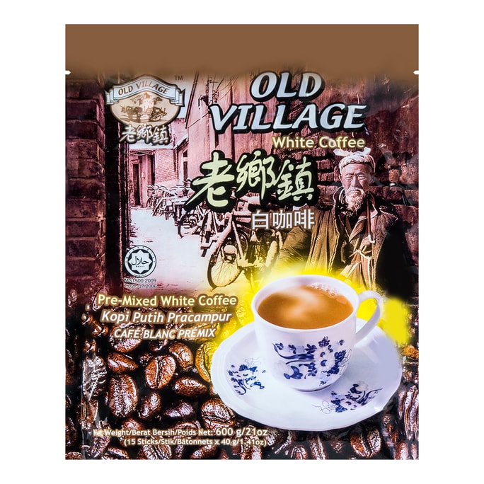马来西亚OLD VILLAGE老乡镇 白咖啡 三合一速溶咖啡粉 15包入600g