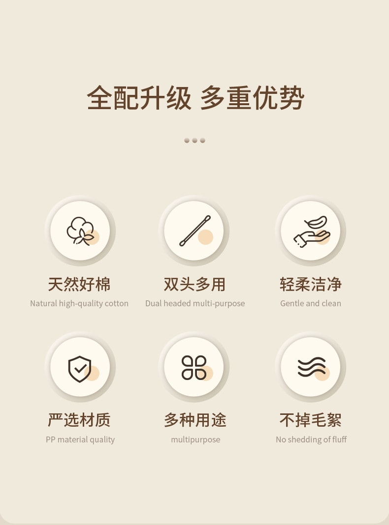 FaSoLa Life 雙頭掏耳朵棉籤 300支/盒 一次性挖耳棉棒 四種棉頭 兒童