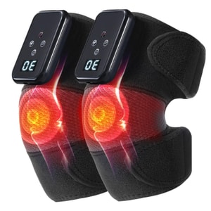 Knee Massager with Heat Vibration for Pain Relief,Electric Heated Knee Brace,with 6 Heat Levels and 9 Massage Mode,Gift for Both Men and Women(Black, Pair)