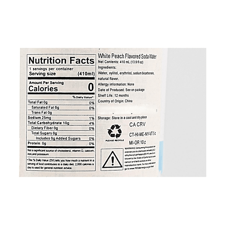 Natural Soda Water,White Peach Flavor, 13.86 fl oz 【0 Sucrose 0 Calories 0 Fat】【Still & Weakly Alkaline】 5