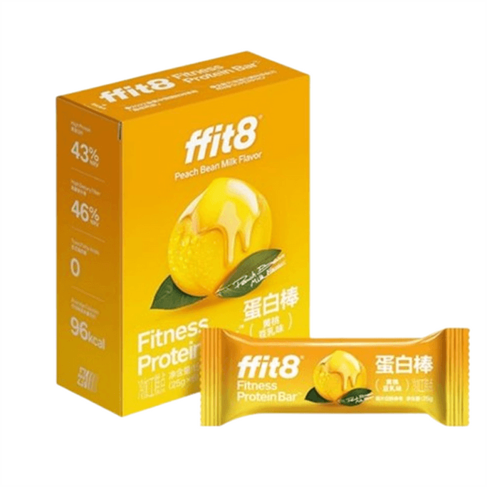 【中國直郵】 ffit8 黃桃豆乳蛋白棒 水果風味能量棒 代餐棒飽腹抗餓身材管理健康 25g*6支/盒