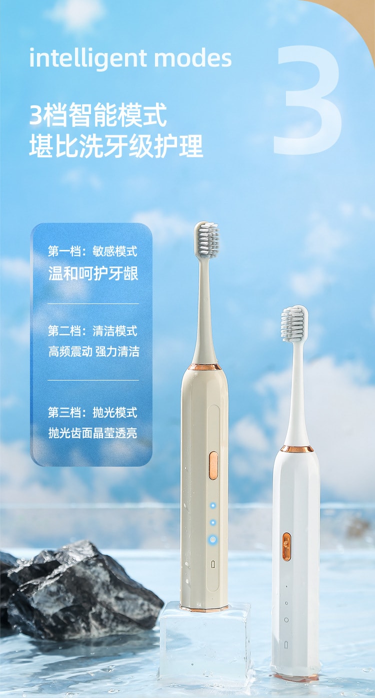 【中國直郵】 多蒙 智慧型電動牙刷USB充電全自動成人款情侶套裝家用防水 1 把