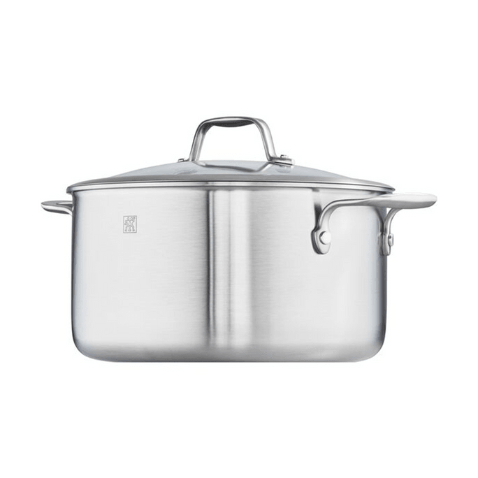 Stainless Steel Double-Handled Soup Pot - Ceramic-Coated Non-Stick Cooking 6 qt