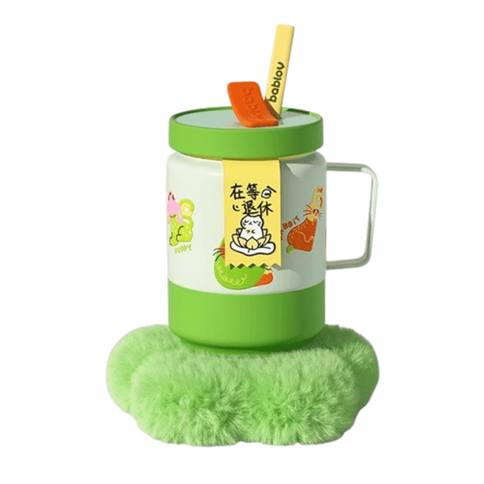 【中国直送】Huabansen 高級ステンレス製 大容量 保温保冷ウォーターボトル 女性用 ストロー付き 650ml (廃番待ち)