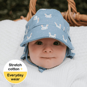 美國 MOM LOVES ME 床頭嬰兒/幼兒50+軍團帽簷太陽帽兔子圖案3-6歲