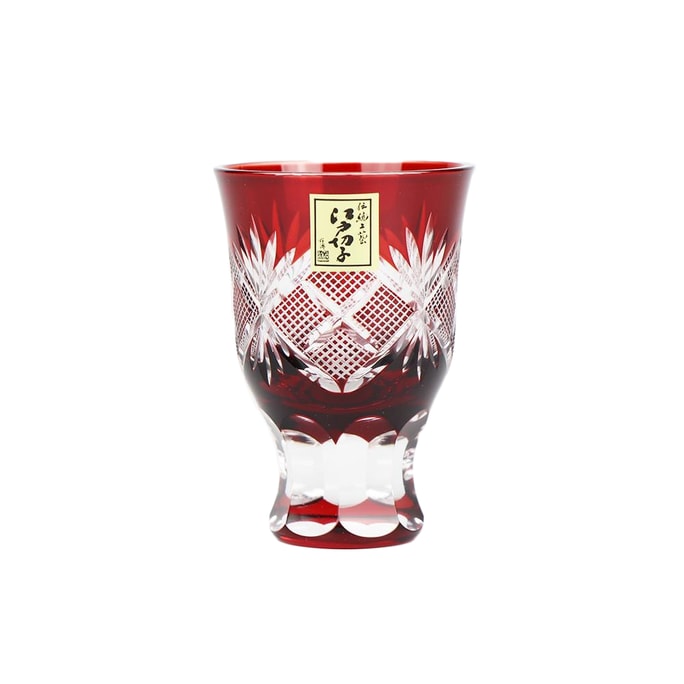 Tajima glass Sake Glass Collection Nanako-mon (Red 2.7fl-oz) Made in Japan