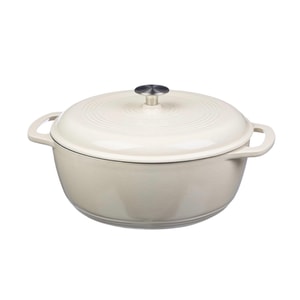 6 Quart Enameled Cast Iron Dutch Oven - Cream White - Kitchen Essentials - Perfect for Bread Baking, Braising, Marinating & Slow Cooking - Features Moisture-Sealing Lid & Dual Handles