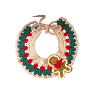 【中国直邮】 FOXTAIL 圣诞节宠物饰品 围脖挂饰/猫咪狗毛线装饰/围巾项圈/手工编织-B25姜饼人 1个*|