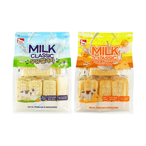 Milk Flavored Rice Crackers Original 8.46 oz + Cheese Flavor 8.46 oz【2 Combo Packs】【Non Fried】