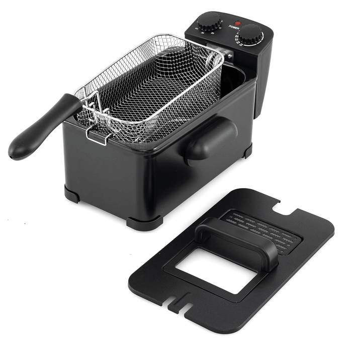 3.2 Quart Electric Stainless Steel Deep Fryer with Timer-Black
