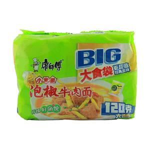 Big Instant Noodles Pickled Pepper Beef Flavor 5.22oz*5 packs【Fresh Spicy Pickled Pepper】【Solid Noodle Cake for Satisfaction】