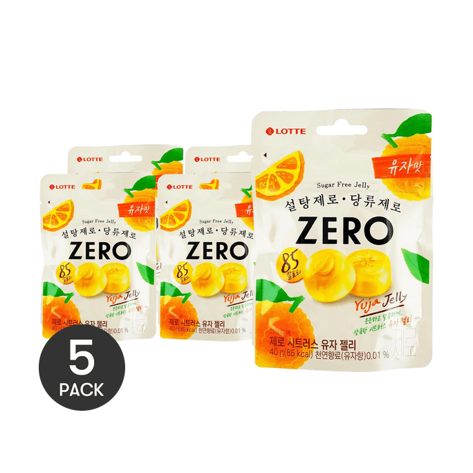 Zero Sugar Free Jelly Gummy Candy, Yuzi Flavor,1.41 oz *5【5 Packs】【Low In Calories, Low In Fat, Satiety】