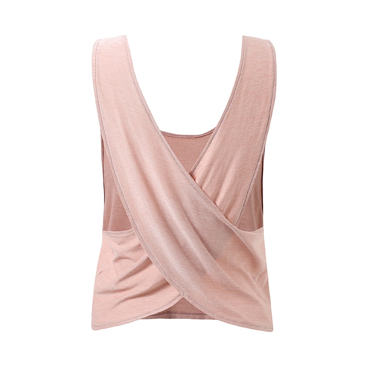 暴走的萝莉 交叉美背运动背心女夏季 速干透气休闲无袖瑜伽健身上衣/粉色#/S 6