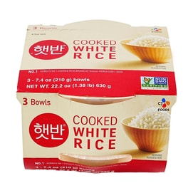 Cooked White Rice, 7.4 oz*3 Bowl 【 Instant & Microwaveable 】【Korea's No.1】