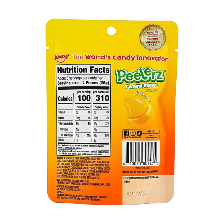 美国AMOS PEELERZ  芒果味剥皮软糖 趣味果汁软糖 85g【荣获国际美味奖章】 4