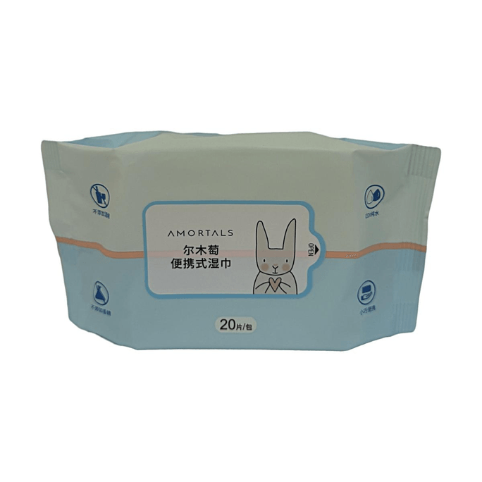 Lingettes portables pour mains et bouche 20 feuilles Eau EDI Nettoyage doux