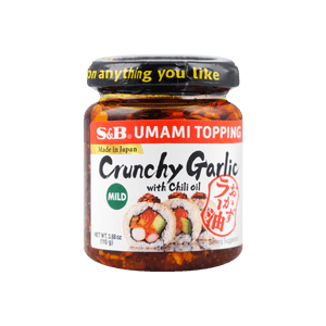 Umami Topping Crunchy Garlic with Chili Oil , Mild Flavor, 3.88 oz 【For Chicken, Sushi, Pasta, Salad, Noodles, Tofu】