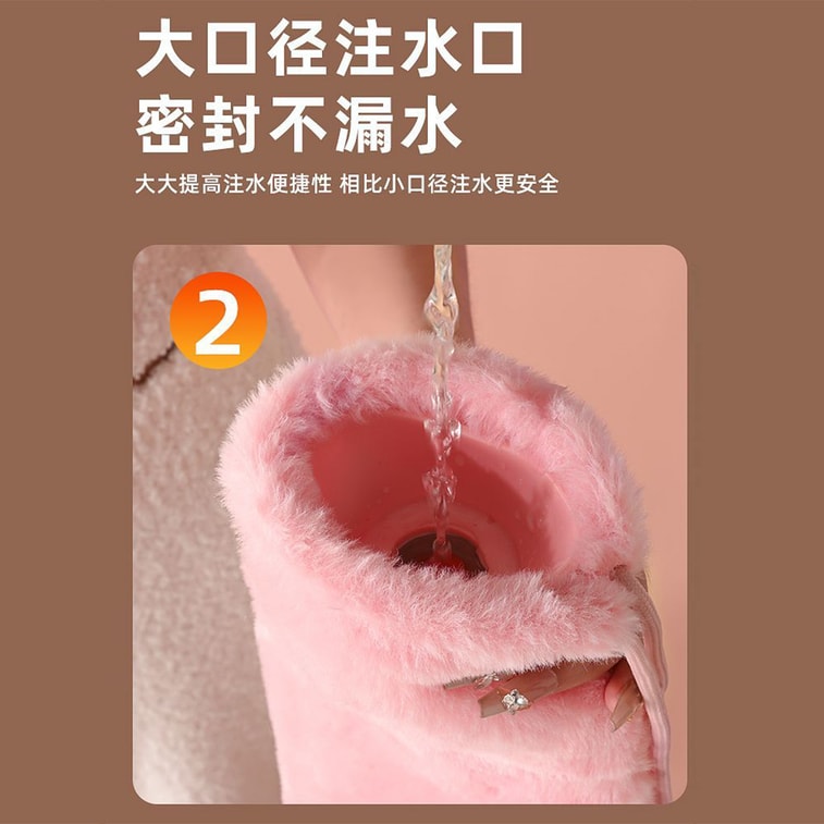 【中国直邮】 HSPM 新款便携式大号超长暖腰暖肚神器注水热水袋 米白色双插手热水袋  1个 8