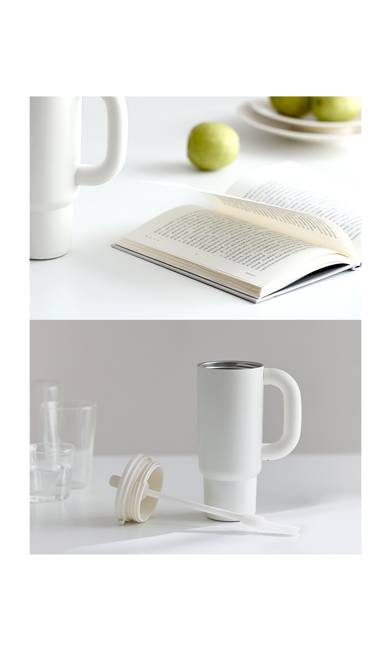 OLAYKS 【Modèle de Hou Minghao】 Thermos de voiture, grande capacité, avec paille 【Doublure en acier inoxydable 316, anti-fuite, isolation thermique】 Tasse à poignée haute esthétique, pour le travail et les déplacements, 680 ml