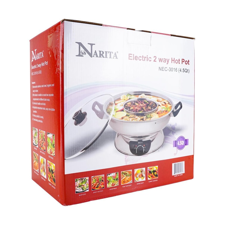 Electric Stainless Steel 2 Way Hot Pot / 4.5Q 17