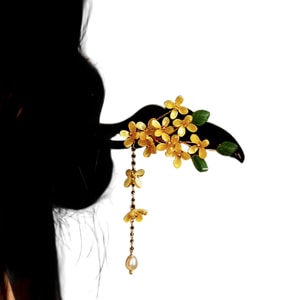 Tassel Wooden Hairpin Osmanthus Yellow F 1 Piece Daily Simple Accessory National Style Classical Qipao Fresh Hair Accessory Headpiece