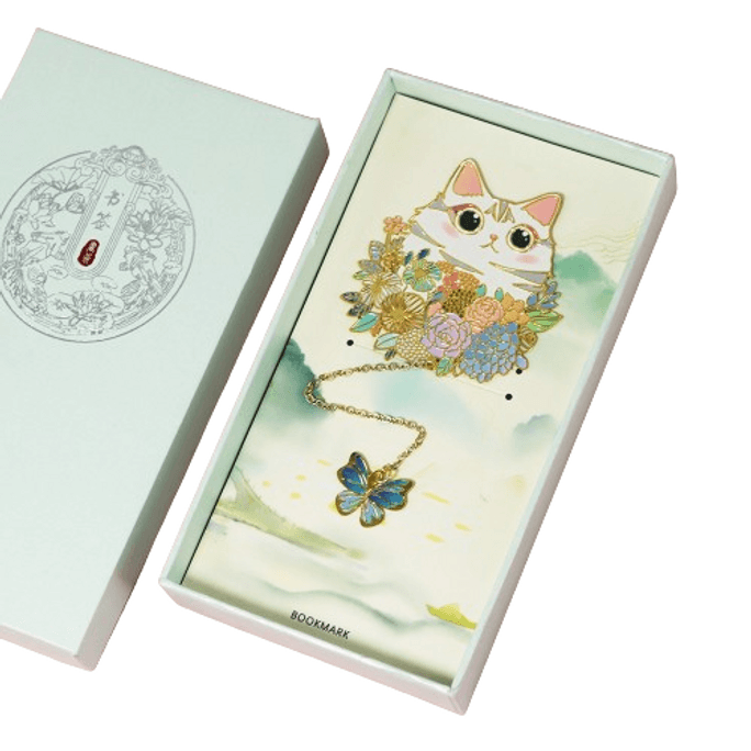 【中国からの直送】妻かわいい猫メタルクリエイティブアートフレッシュナショナルトレンディブックマーク教師の日ギフトボックス中国風かわいい猫かわいい猫ギフトボックス包装