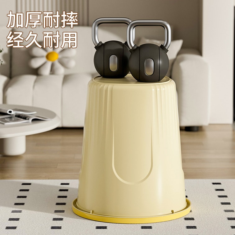 Ins Style Household Trash Can Without Cover Waste Paper Basket Cream Yellow Large Size 27cm*30cm 5 pack 4