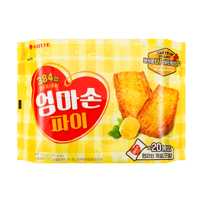 韓國LOTTE樂天 媽媽手派 千層酥餅乾 大包裝 254g
