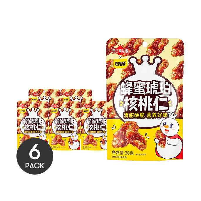 蜜雪冰城x甘源 蜜糖琥珀核桃仁 30g *6【6份超值裝】【濃鬱焦香 清甜酥脆】【亞米獨家】