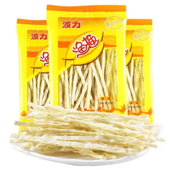 【中國直郵】波力漁趣波力海苔原味夾心脆魚趣即食魚片乾絲條小海味 原味 15g*3袋