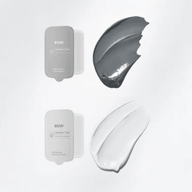 RNW如薇 净颜双色清洁泥膜 分区清洁涂抹式水洗面膜 黑泥 60g + 白泥 60g 改善黑头 控油祛痘 水润保湿 透亮收毛孔 附含刷子 